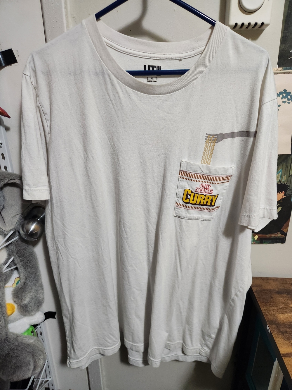 Uniqlo White T-shirt Cup Noodle Curry Pocket Graphic ⭐2 For $30⭐